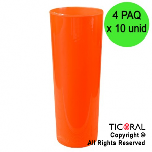 VASO TRAGO LARGO PP KV NARANJA 280CC (4 pack x 10 unid)